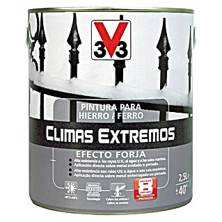 V33 Esmalte para metal Climas Extremos Efecto Forja (Negro, 2,5 l)