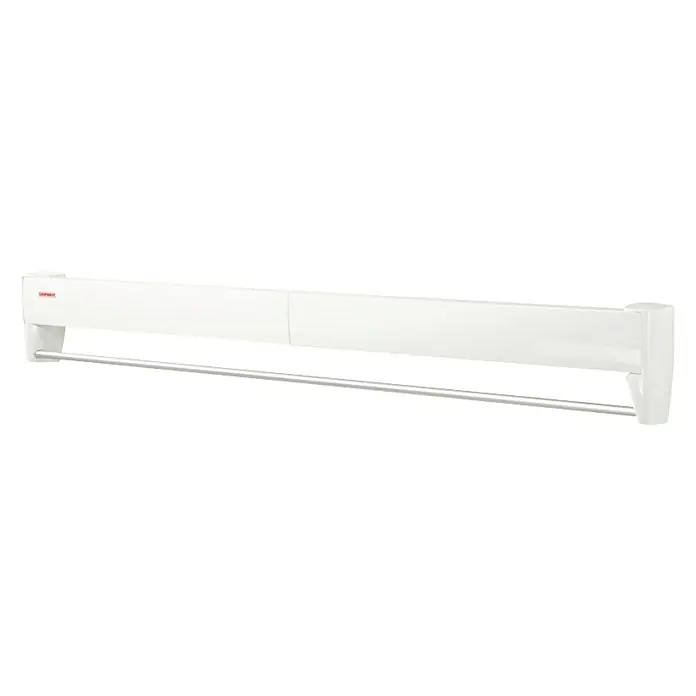 Leifheit Wandwäschetrockner Telegant 81 Protect Plus - Länge Wäscheleine: 8,1 m, 103 cm, Farbe: Weiß - Weiße Leifheit Wandtrockner-Wäschespinne mit einer silbernen Stange für die Trocknung, ideal für kleine Räume.
