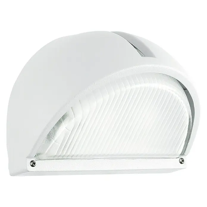 Eglo Aplique exterior Onja - 60 W, 15 x 22 x 15,5 cm, Blanco, IP44 - Lámpara de pared blanca con forma semicircular y pantalla transparente y acanalada para una iluminación exterior brillante y elegante.