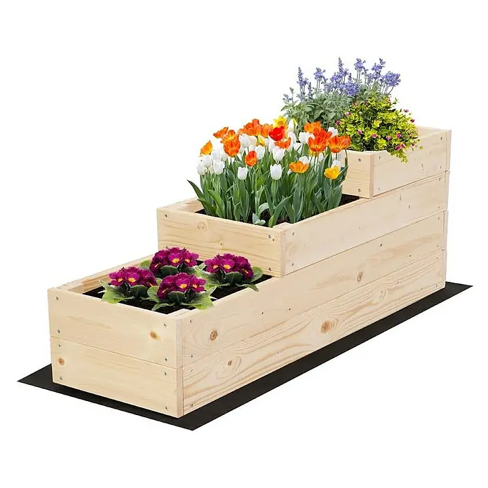 Proregal Hochbeet TREPPEN Holz - 93 x 30 x 36 cm, Holz, Natur