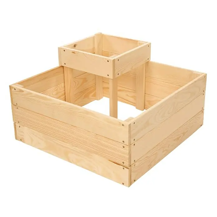 Proregal Hochbeet TREPPEN Holz - 62 x 62 x 36 cm, Holz, Natur