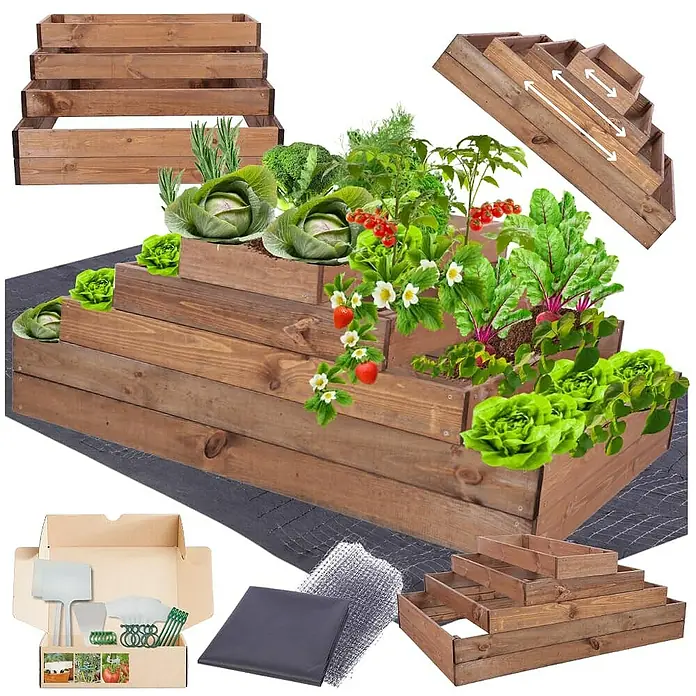 Proregal Hochbeet GardenStep Holz - Holz, Braun