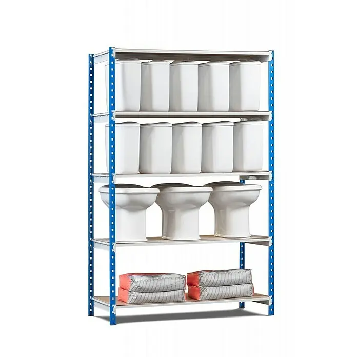 Proregal Schwerlastregal MAXIMUS Pro - H x B x T: 200 x 125 x 30 cm, Traglast pro Boden: 248 kg, Anzahl Böden: 5 Stk., Stecken, Lichtblau/Lichtgrau