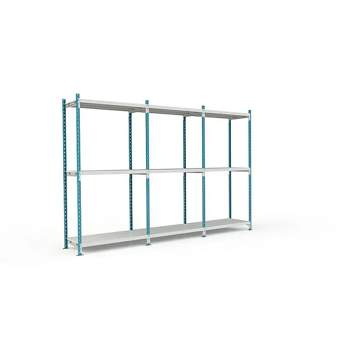 Proregal Schwerlastregal MAXIMUS Pro - H x B x T: 220 x 100 x 80 cm, Traglast pro Boden: 286 kg, Anzahl Böden: 3 Stk., Stecken, Lichtblau/Lichtgrau