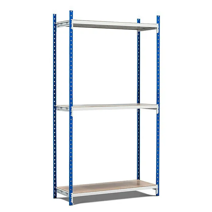Proregal Schwerlastregal MAXIMUS Pro - H x B x T: 200 x 100 x 60 cm, Traglast pro Boden: 286 kg, Anzahl Böden: 3 Stk., Stecken, Lichtblau/Lichtgrau