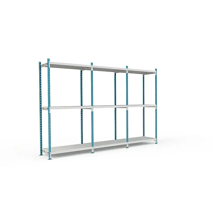 Proregal Schwerlastregal MAXIMUS Pro - H x B x T: 260 x 125 x 80 cm, Traglast pro Boden: 278 kg, Anzahl Böden: 3 Stk., Stecken, Lichtblau/Lichtgrau