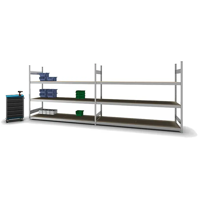 Proregal Schwerlastregal MAGNUS Stecksystem - H x B x T: 200 x 250 x 80 cm, Traglast pro Boden: 350 kg, Anzahl Böden: 3 Stk., Stecken, Verzinkt