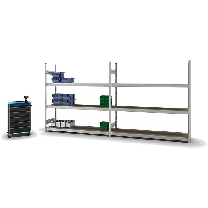Proregal Schwerlastregal MAGNUS Stecksystem - H x B x T: 200 x 200 x 50 cm, Traglast pro Boden: 350 kg, Anzahl Böden: 3 Stk., Stecken, Verzinkt