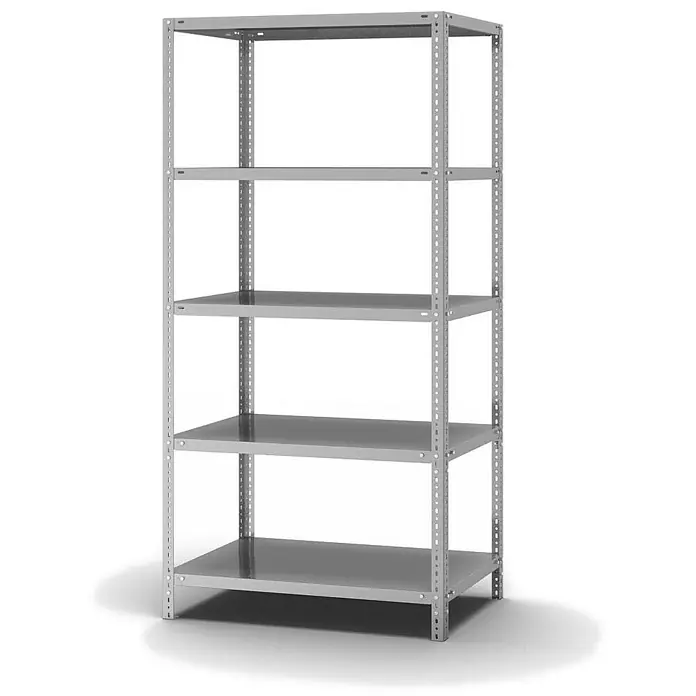 Proregal Schwerlastregal MAGNUS Schraubsystem Edelstahl - H x B x T: 200 x 100 x 60 cm, Traglast pro Boden: 200 kg, Anzahl Böden: 5 Stk., Schrauben, Edelstahl