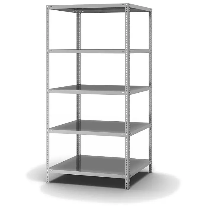 Proregal Schwerlastregal MAGNUS Schraubsystem Edelstahl - H x B x T: 200 x 100 x 80 cm, Traglast pro Boden: 200 kg, Anzahl Böden: 5 Stk., Schrauben, Edelstahl