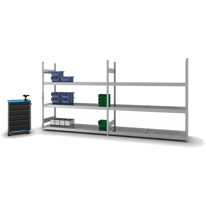 Proregal Schwerlastregal MAGNUS Stecksystem - H x B x T: 200 x 200 x 60 cm, Traglast pro Boden: 350 kg, Anzahl Böden: 3 Stk., Stecken, Verzinkt