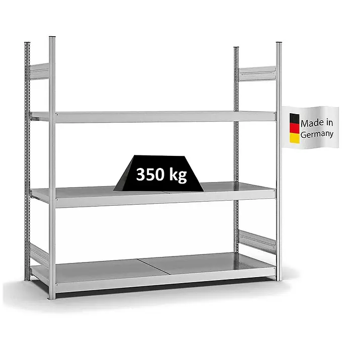 Proregal Schwerlastregal MAGNUS Stecksystem - H x B x T: 200 x 200 x 60 cm, Traglast pro Boden: 350 kg, Anzahl Böden: 3 Stk., Stecken, Verzinkt