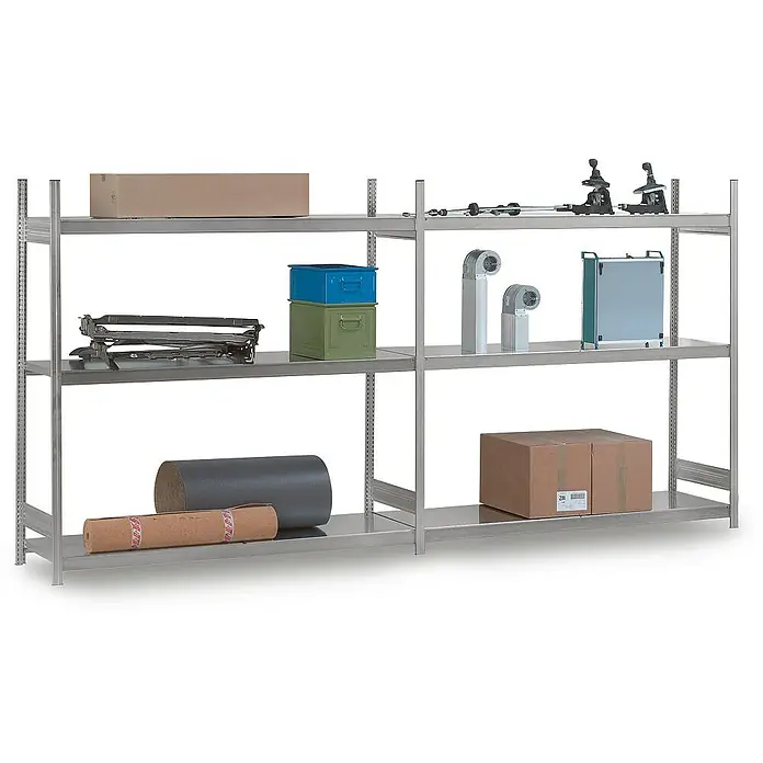 Proregal Schwerlastregal MAGNUS Stecksystem - H x B x T: 200 x 150 x 40 cm, Traglast pro Boden: 350 kg, Anzahl Böden: 3 Stk., Stecken, Verzinkt