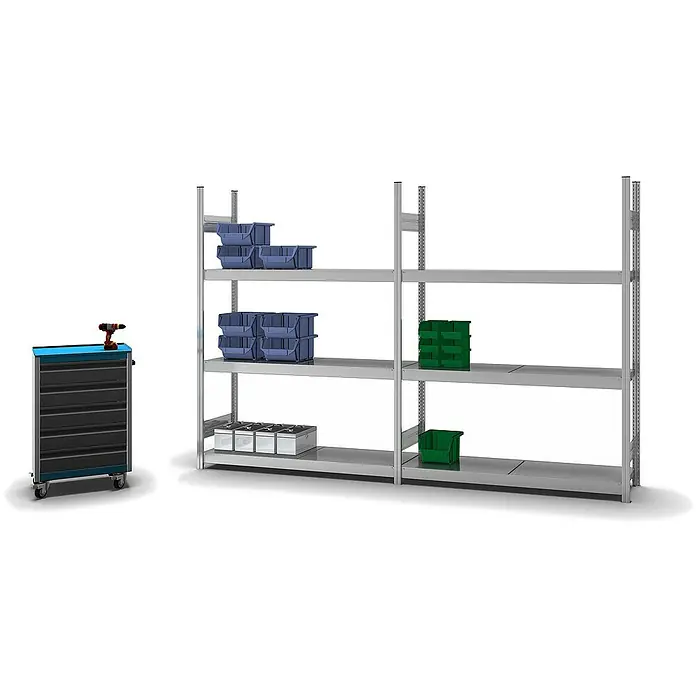 Proregal Schwerlastregal MAGNUS Stecksystem - H x B x T: 200 x 150 x 40 cm, Traglast pro Boden: 350 kg, Anzahl Böden: 3 Stk., Stecken, Verzinkt