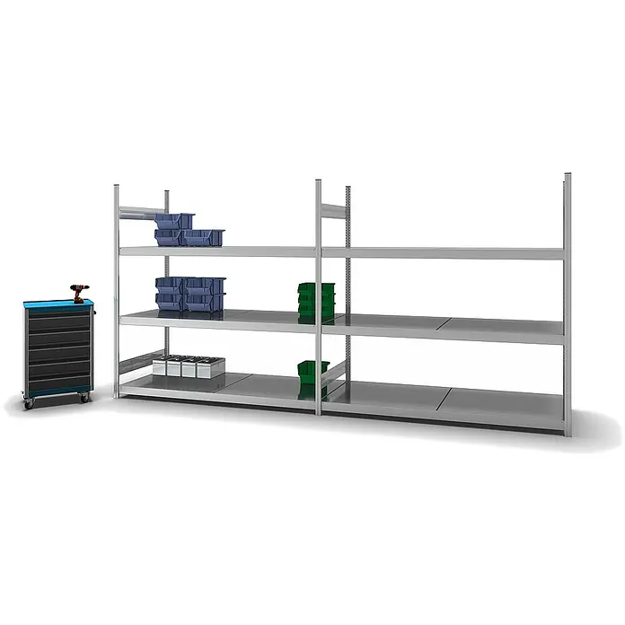 Proregal Schwerlastregal MAGNUS Stecksystem - H x B x T: 200 x 200 x 80 cm, Traglast pro Boden: 350 kg, Anzahl Böden: 3 Stk., Stecken, Verzinkt