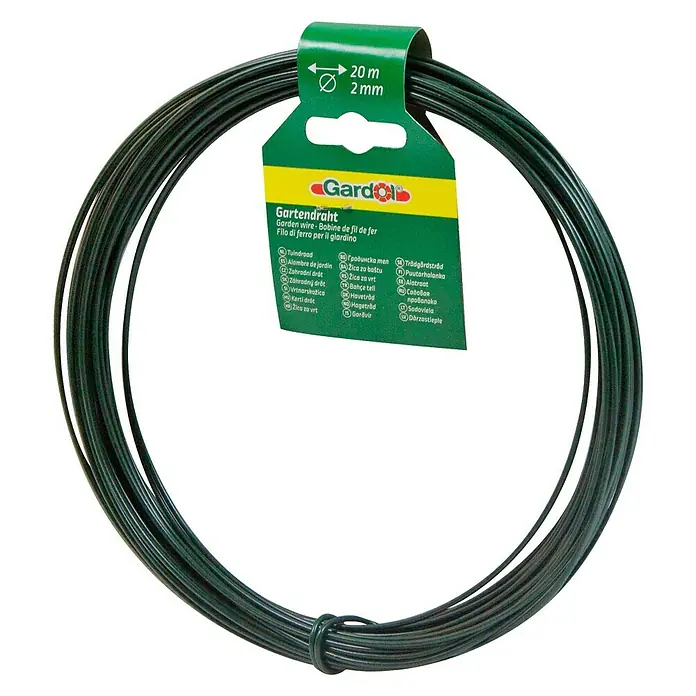 Gardol Gartendraht - Grün, Verzinkt, 20 m, 2 mm - Gartendraht: Dunkelgrüner, flexibler Gartendraht für vielfältige Anwendungen im Garten, ideal zum Befestigen und Stützen von Pflanzen.