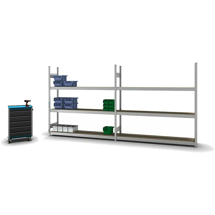 Proregal Schwerlastregal MAGNUS Stecksystem - H x B x T: 200 x 200 x 40 cm, Traglast pro Boden: 350 kg, Anzahl Böden: 3 Stk., Stecken, Verzinkt