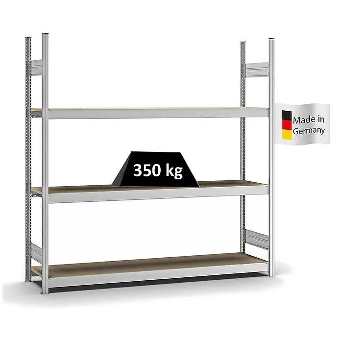 Proregal Schwerlastregal MAGNUS Stecksystem - H x B x T: 200 x 200 x 40 cm, Traglast pro Boden: 350 kg, Anzahl Böden: 3 Stk., Stecken, Verzinkt