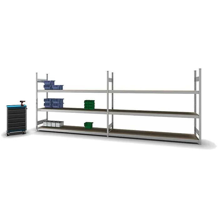 Proregal Schwerlastregal MAGNUS Stecksystem - H x B x T: 200 x 250 x 60 cm, Traglast pro Boden: 350 kg, Anzahl Böden: 3 Stk., Stecken, Verzinkt