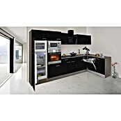 Respekta Winkelküche KBL340EYSMISGKE (172 x 340 cm, Schwarz Seidenglanz)