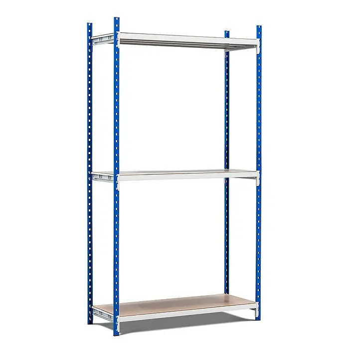 Proregal Schwerlastregal MAXIMUS Pro - H x B x T: 260 x 125 x 50 cm, Traglast pro Boden: 248 kg, Anzahl Böden: 3 Stk., Stecken, Lichtblau/Lichtgrau