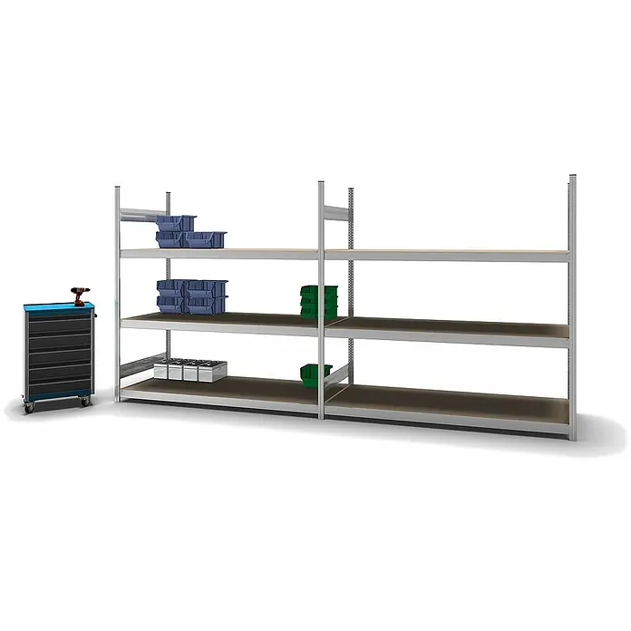 Proregal Schwerlastregal MAGNUS Stecksystem - H x B x T: 200 x 200 x 80 cm, Traglast pro Boden: 350 kg, Anzahl Böden: 3 Stk., Stecken, Verzinkt