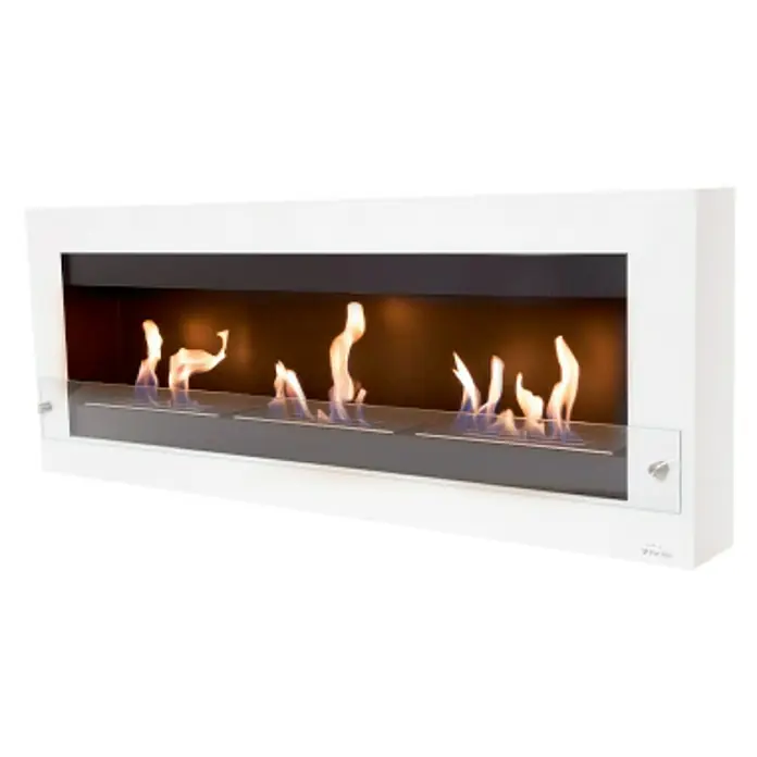 Purline Chimenea de bioetanol Melibea - 16,5 x 136 x 54 cm, Negro - Chimenea de etanol blanca moderna con llamas brillantes, que crea un ambiente acogedor y sirve como elemento de diseño elegante.