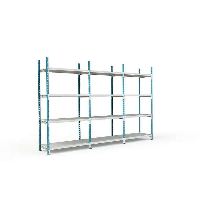 Proregal Schwerlastregal MAXIMUS Pro - H x B x T: 220 x 125 x 50 cm, Traglast pro Boden: 248 kg, Anzahl Böden: 4 Stk., Stecken, Lichtblau/Lichtgrau