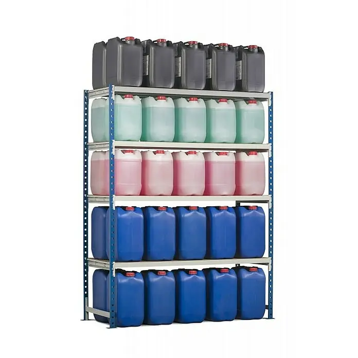 Proregal Schwerlastregal MAXIMUS Pro - H x B x T: 220 x 150 x 120 cm, Traglast pro Boden: 236 kg, Anzahl Böden: 4 Stk., Stecken, Lichtblau/Lichtgrau