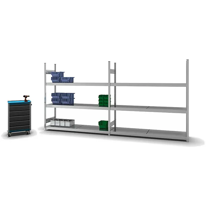 Proregal Schwerlastregal MAGNUS Stecksystem - H x B x T: 200 x 200 x 50 cm, Traglast pro Boden: 350 kg, Anzahl Böden: 3 Stk., Stecken, Verzinkt