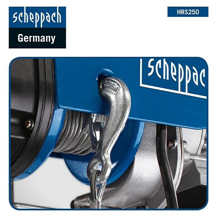Scheppach Elektro-Seilhebezug HRS250 (Tragkraft: 250 kg mit Umlenkrolle,  Leistungsaufnahme: 530 W) | BAUHAUS
