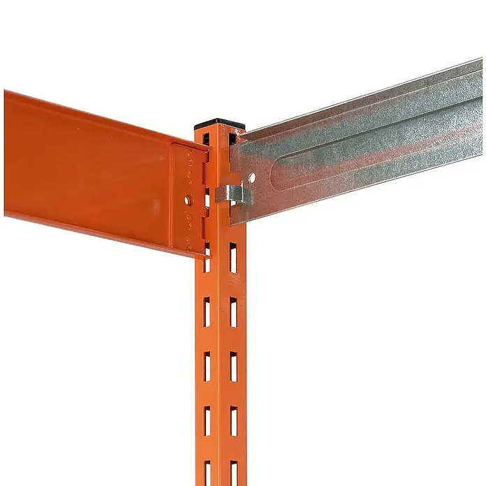 Proregal Schwerlastregal MAGNUS Vierkant-Profil Stecksystem - H x B x T: 200 x 132,5 x 50 cm, Traglast pro Boden: 200 kg, Anzahl Böden: 5 Stk., Stecken, Orange/Verzinkt