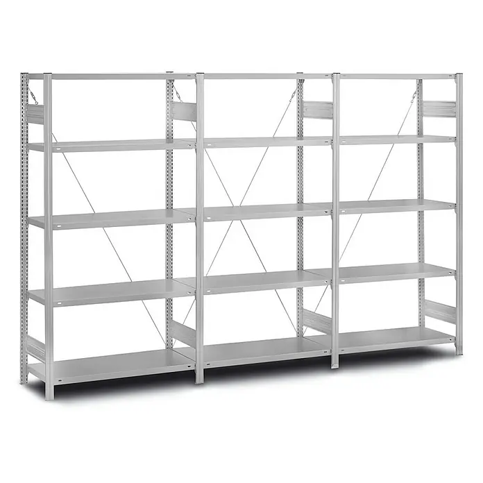 Proregal Schwerlastregal MAGNUS Stecksystem Edelstahl - H x B x T: 175 x 100 x 30 cm, Traglast pro Boden: 200 kg, Anzahl Böden: 5 Stk., Stecken, Edelstahl