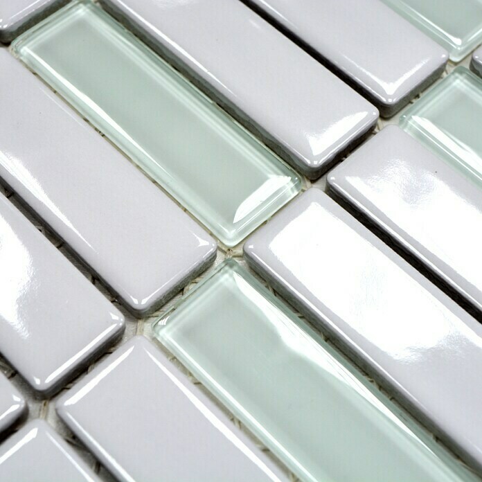 Mosaikfliese Stäbchen Mix ST 315 (29,7 x 29 cm, Weiß, Glänzend)