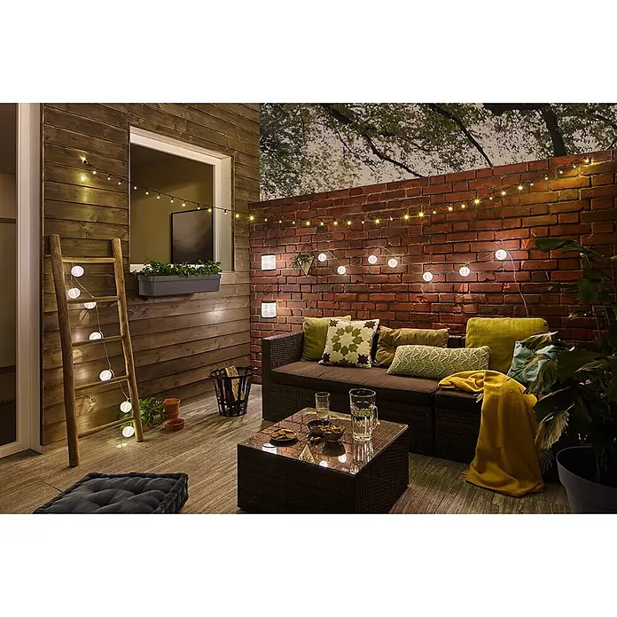 Paulmann Guirnalda luminosa LED Lampion - 3,6 m, Para exterior - Decoración de patio atmosférico con luces colgantes que crean un ambiente cálido para noches relajadas al aire libre.