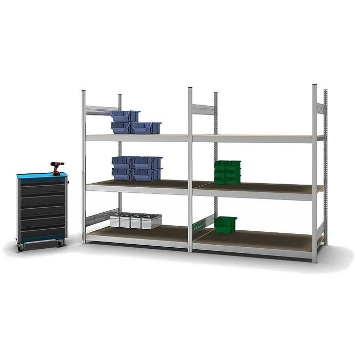Proregal Schwerlastregal MAGNUS Stecksystem - H x B x T: 200 x 150 x 80 cm, Traglast pro Boden: 350 kg, Anzahl Böden: 3 Stk., Stecken, Verzinkt
