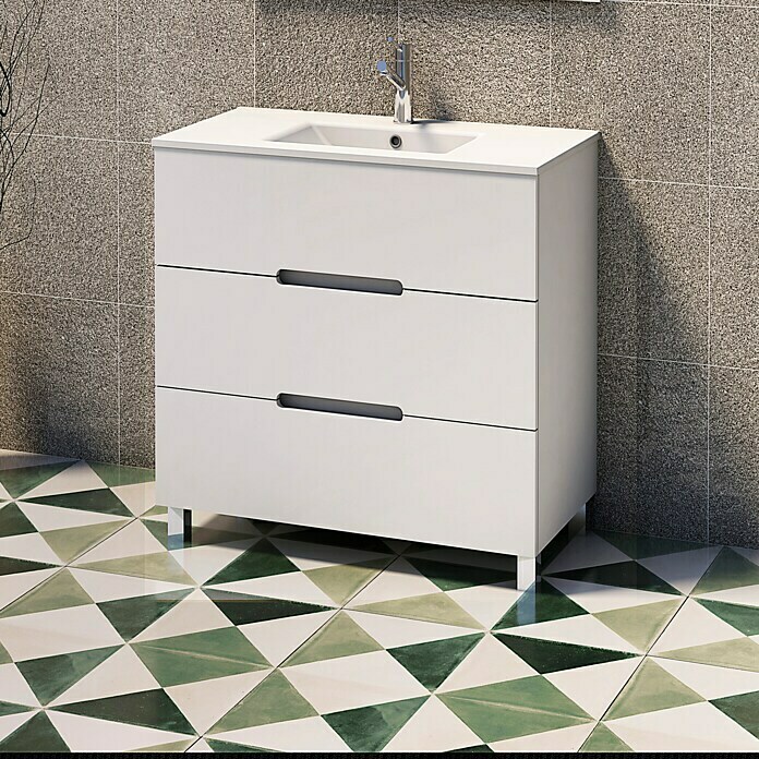 Mueble de lavabo Lanza (45 x 80 x 75 cm, Blanco)