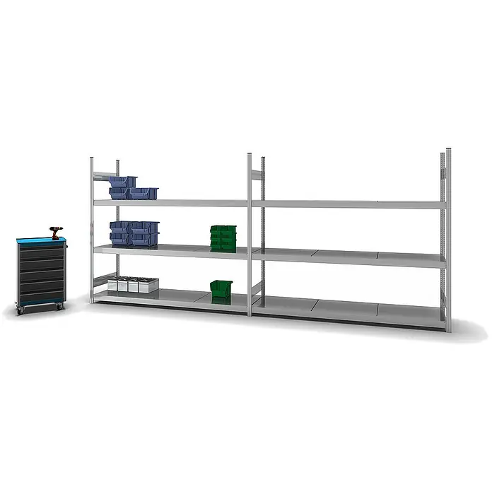 Proregal Schwerlastregal MAGNUS Stecksystem - H x B x T: 200 x 225 x 60 cm, Traglast pro Boden: 350 kg, Anzahl Böden: 3 Stk., Stecken, Verzinkt