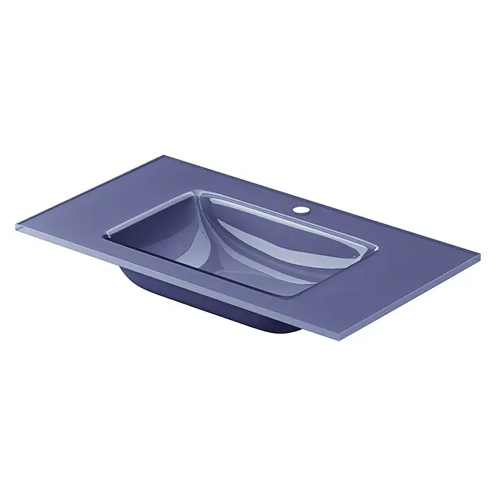 Lavabo Cristal - 61 x 40 cm, Orificios para grifo: Medio, Sin desbordamiento, Azul oscuro - Elegante lavabo azul con acabado brillante. El diseño moderno encaja perfectamente en cualquier baño.