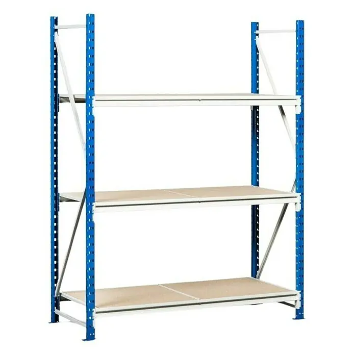 Proregal Schwerlastregal Weitspannregal MAXIMUS - H x B x T: 400 x 150 x 60 cm, Traglast pro Boden: 475 kg, Anzahl Böden: 7 Stk., Stecken, Lichtblau/Lichtgrau