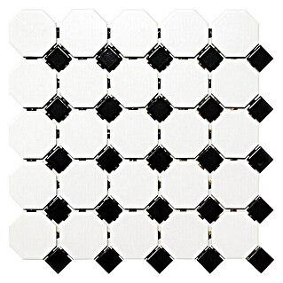 Mozaïektegel Octagon OCTA G468 (29,5 x 29,5 cm, Wit/Zwart, Mat)
