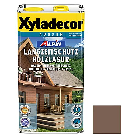 Xyladecor Holzlasur Alpin (Nussbaum, 5 l, Seidenglänzend)