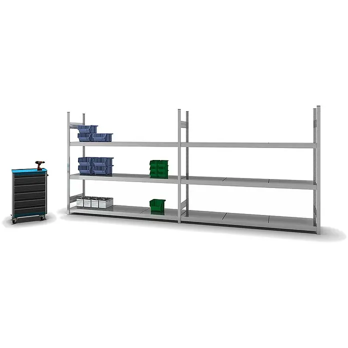 Proregal Schwerlastregal MAGNUS Stecksystem - H x B x T: 200 x 225 x 50 cm, Traglast pro Boden: 350 kg, Anzahl Böden: 3 Stk., Stecken, Verzinkt