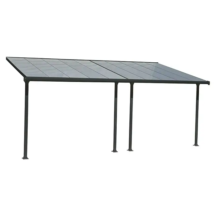 Solid Elements Terrassenüberdachung Martina - B x T: 610 x 300 cm, Anthrazitgrau, Polycarbonat, Transparent - Bild eines modernen Carports mit dunklem Rahmen und transparentem Dach, ideal für den Schutz von Fahrzeugen vor Witterungseinflüssen.