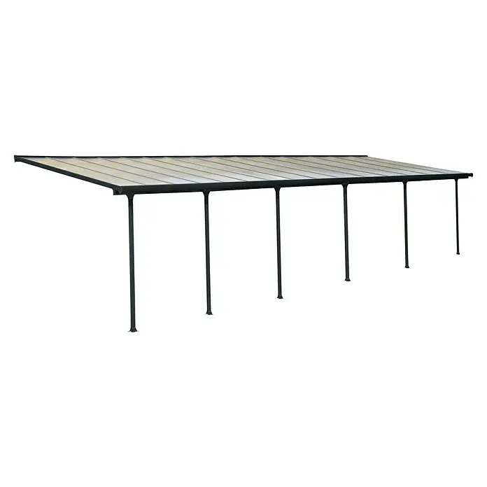 Solid Elements Terrassenüberdachung Martina - B x T: 915 x 300 cm, Anthrazitgrau, Polycarbonat, Transparent - Ein freistehendes Carport mit einem schützenden Dach und stabilen, schwarzen Stützen. Ideal zum Schutz von Fahrzeugen vor Witterungseinflüssen.