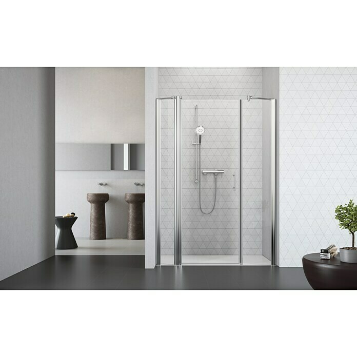 Camargue Vario Nischendusche S4+S16+S17180 x 195 cm, Stärke: 6 mm, Silber Front View