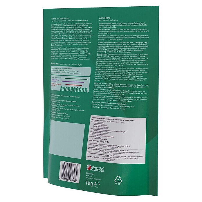 Gardol Nachsaat-Rasen Herbst- und Frühjahrskur (1 kg, Saatgut ausreichend für: 660 m²) | BAUHAUS