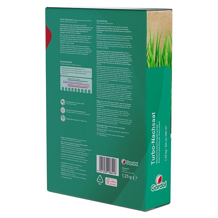 Gardol Nachsaat-Rasen Turbo (1,25 kg, Saatgut ausreichend für: 100 m²) | BAUHAUS