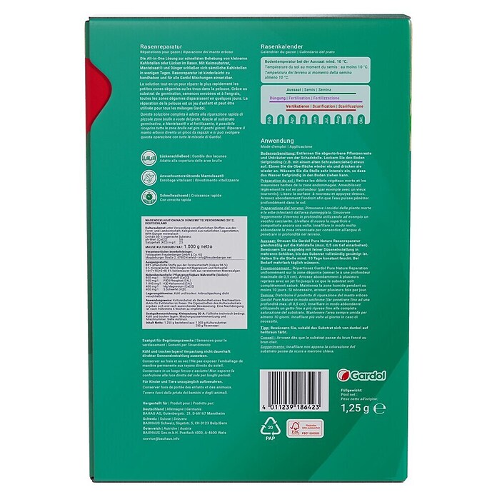 Gardol Nachsaat-Rasen Rasenreparatur (1,25 kg, Saatgut ausreichend für: 10 m²) | BAUHAUS