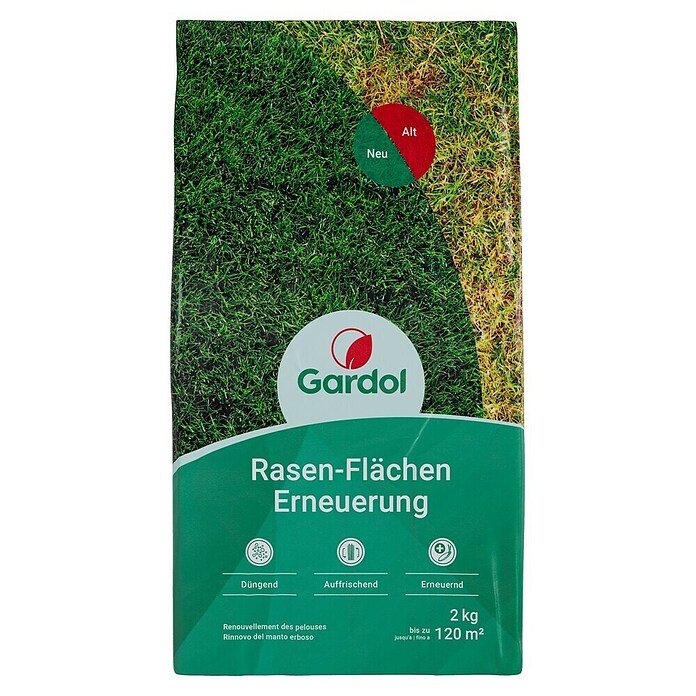 Gardol Nachsaat-Rasen Flächenerneuerung (2 kg, Saatgut ausreichend für: 120 m²) | BAUHAUS